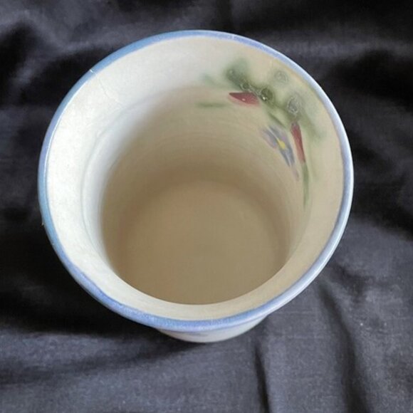 Clouds Folsom Pottery Cup or Vase Floral Handmade 1993 Signed 5" Tall Vintage - Picture 3 of 6